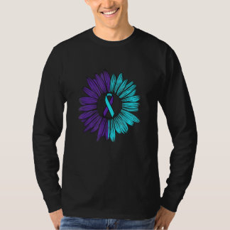 Suicide Prevention Sunflower Teal Purple T-Shirt