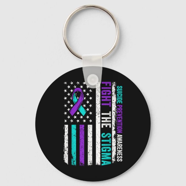 Suicide Prevention Support Fight Stigma Suicide Aw Key Ring (Front)