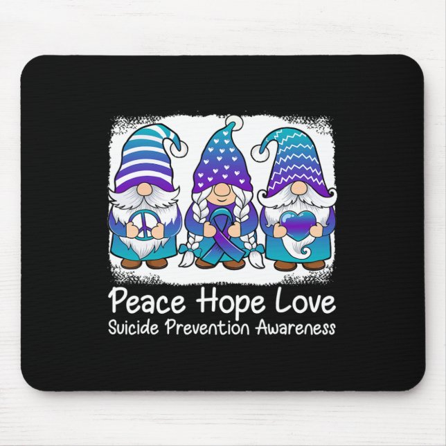 Suicide Prevention Support gnomes with ribbon Teal Mouse Pad (Front)