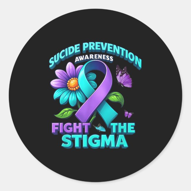 Suicide Prevention Suprt Fight Stigma Suicide Awar Classic Round Sticker (Front)