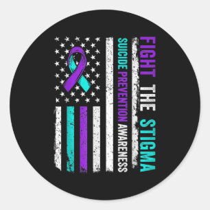 Suicide Prevention Suprt Fight Stigma Suicide Awar Classic Round Sticker