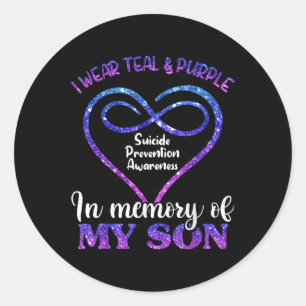 Suicide Prevention Teal &amp; Purple In Memory Of  Classic Round Sticker