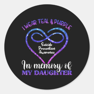 Suicide Prevention Teal and Purple In Memory Of D Classic Round Sticker