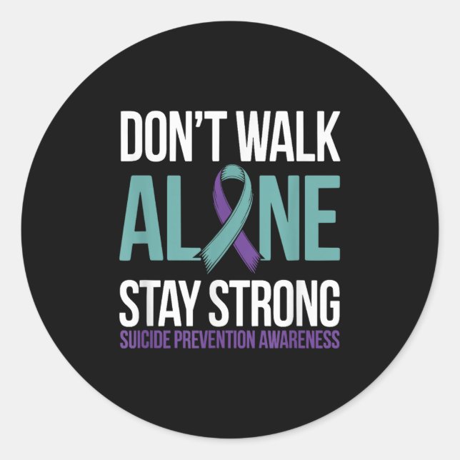 Suicide Prevention Teal Purple Ribbon Suprt  Classic Round Sticker (Front)