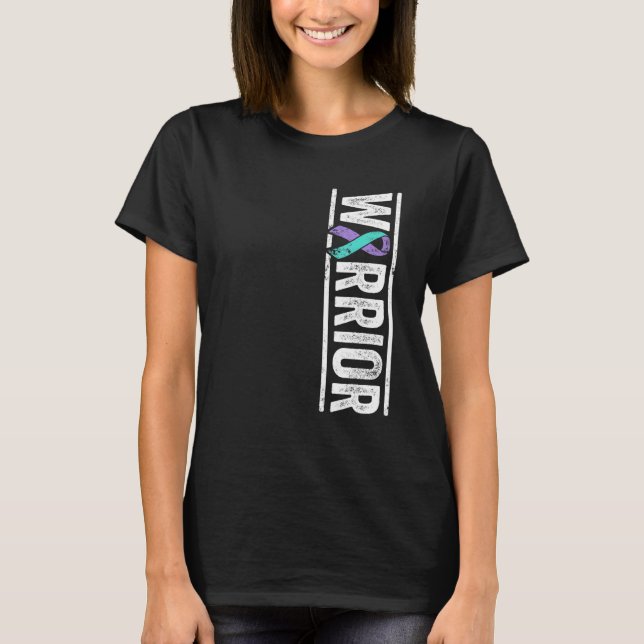 Suicide Prevention Warrior Sideways Awareness Ribb T-Shirt (Front)