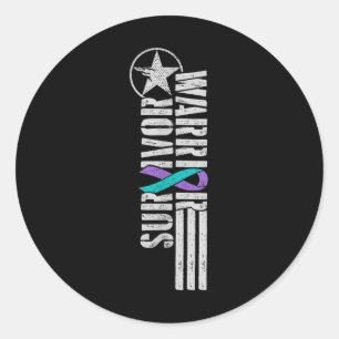 Suicide Prevention Warrior_ Survivor - Military-st Classic Round Sticker