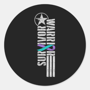 Suicide Prevention Warrior Survivor - Military-Sty Classic Round Sticker