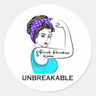 Suicide Prevention Warrior Unbreakable Awareness S Classic Round Sticker