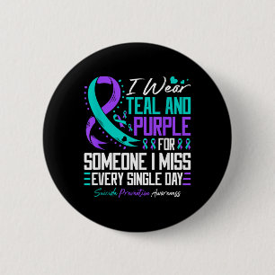 Suicide Prevention Wear Teal And Purple Mental 6 Cm Round Badge