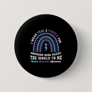 Suicide Prevention Wear Teal Purple Mental Health  6 Cm Round Badge
