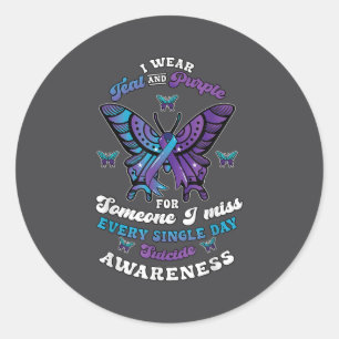 Suicide Prevention Wear Teal Purple Someone I Miss Classic Round Sticker