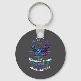 Suicide Prevention Wear Teal Purple Someone I Miss Key Ring