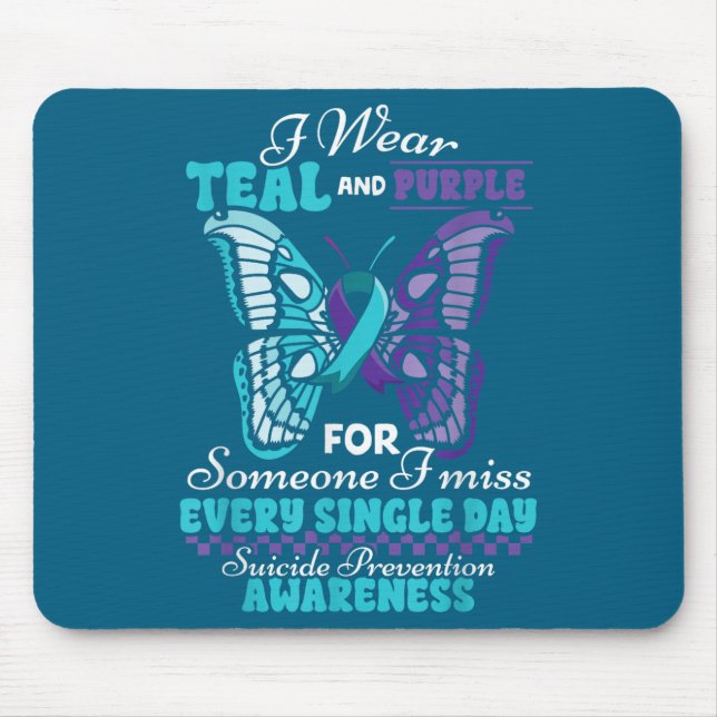 Suicide Prevention Wear Teal Purple Someone I Miss Mouse Pad (Front)