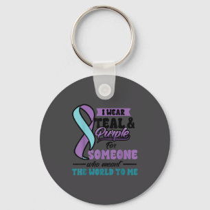 Suicide Prevention Wear Teal Purple Someone Meant Key Ring