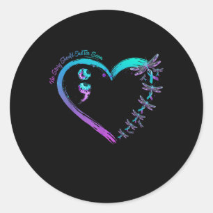 Suicide Prevention Week Dragonfly Heart Ribbon Sem Classic Round Sticker