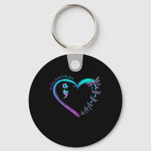 Suicide Prevention Week Dragonfly Heart Ribbon Sem Key Ring