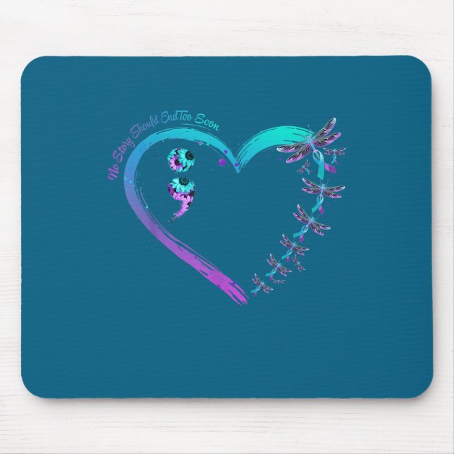 Suicide Prevention Week Dragonfly Heart Ribbon Sem Mouse Pad (Front)