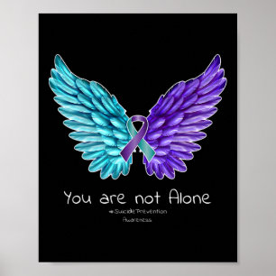 Suicide Prevention  Wings and Ribbon Suicide Aware Poster