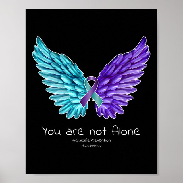 Suicide Prevention  Wings and Ribbon Suicide Aware Poster (Front)