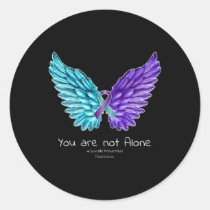 Suicide Prevention Wings And Ribbon Suicide Awaren Classic Round Sticker