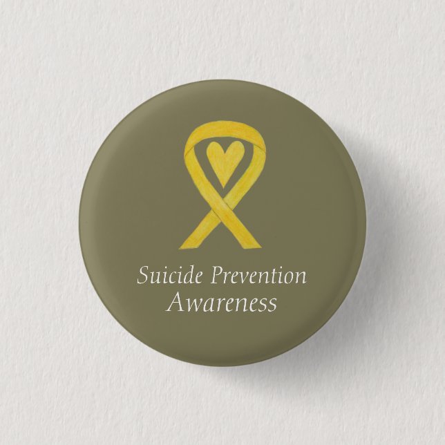 Suicide Prevention Yellow Awareness Ribbon Pins (Front)