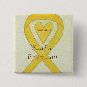 Suicide Prevention Yellow Awareness Ribbon Pins