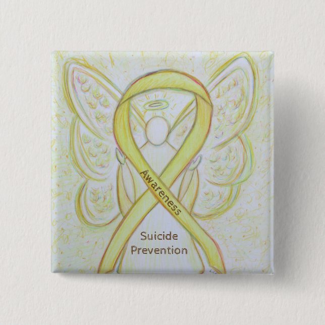 Suicide Prevention Yellow Awareness Ribbon Pins (Front)