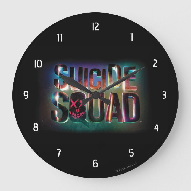 Suicide Squad | Colourful Glow Logo Large Clock (Front)
