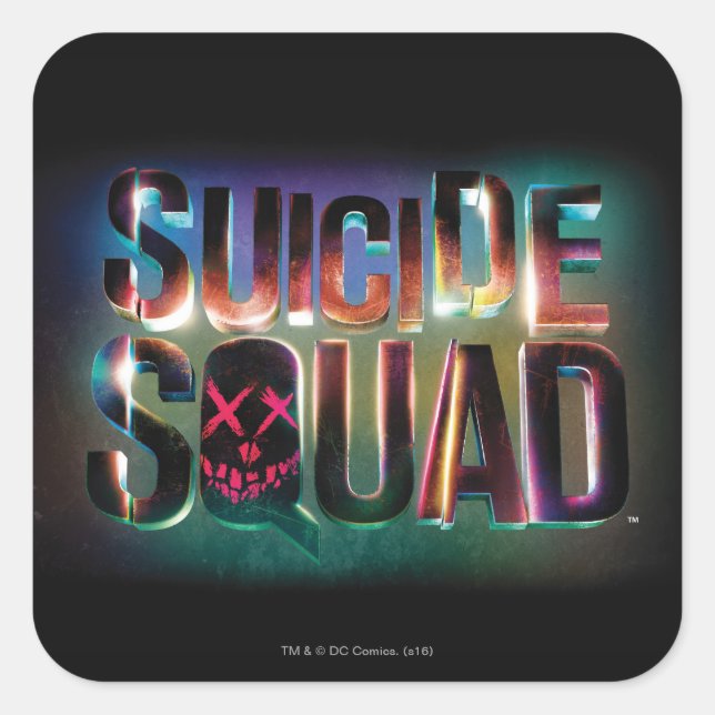 Suicide Squad | Colourful Glow Logo Square Sticker (Front)