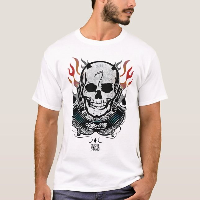Suicide Squad | Diablo Skull & Flames Tattoo Art T-Shirt (Front)