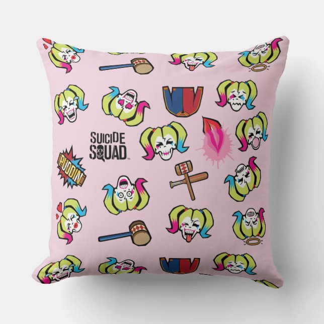 Suicide Squad | Harley Quinn Emoji Pattern Cushion (Front)