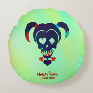 Suicide Squad   Harley Quinn Head Icon Round Cushion