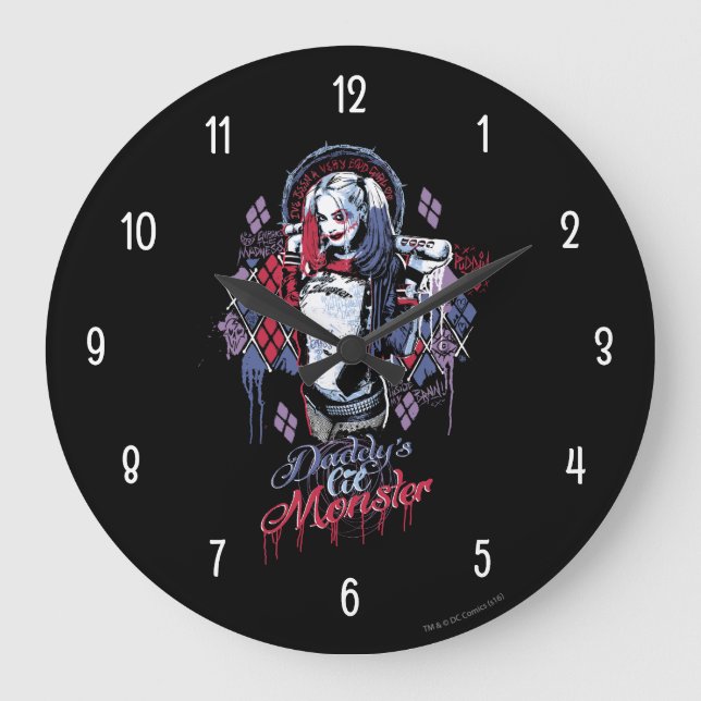 Suicide Squad | Harley Quinn Inked Graffiti Large Clock (Front)
