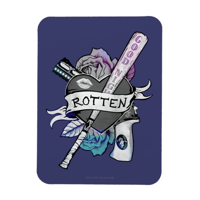 Suicide Squad | Harley Quinn "Rotten" Tattoo Art Magnet (Vertical)