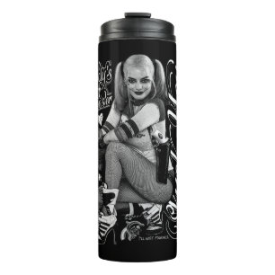 Suicide Squad   Harley Quinn Typography Photo Thermal Tumbler