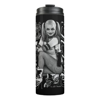 Suicide Squad | Harley Quinn Typography Photo Thermal Tumbler