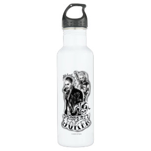 Suicide Squad   Joker & Harley Airbrush Tattoo 710 Ml Water Bottle