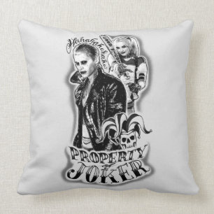 Suicide Squad   Joker & Harley Airbrush Tattoo Cushion