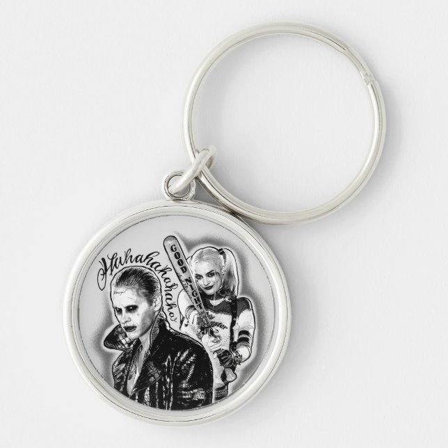 Suicide Squad | Joker & Harley Airbrush Tattoo Key Ring (Front)