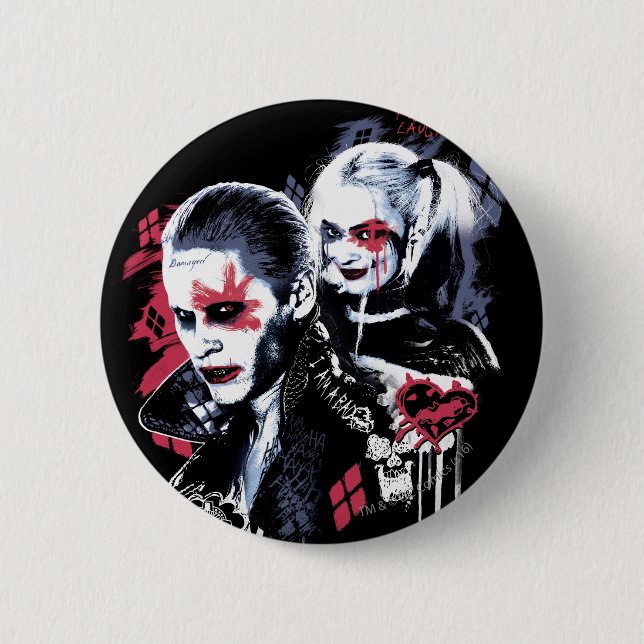 Suicide Squad | Joker & Harley Painted Graffiti 6 Cm Round Badge (Front)