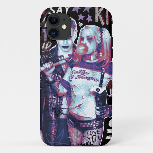 Suicide Squad | Joker & Harley Typography Photo Case-Mate iPhone Case (Back)