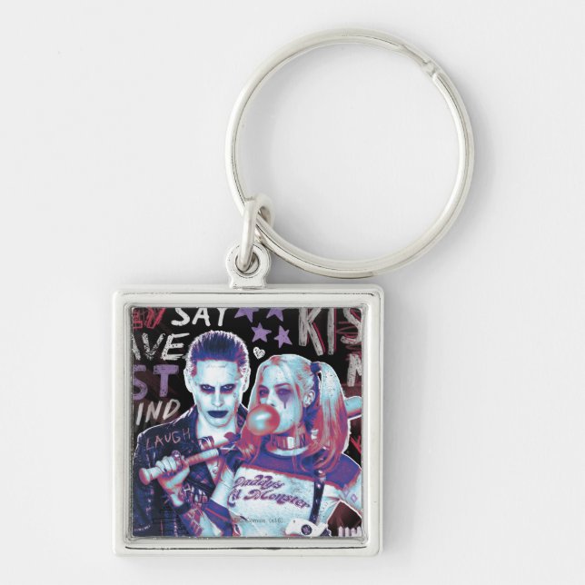Suicide Squad | Joker & Harley Typography Photo Key Ring (Front)