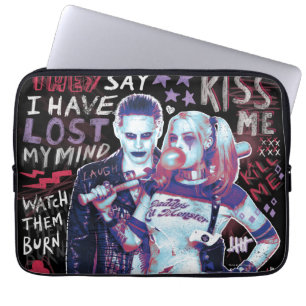 Suicide Squad   Joker & Harley Typography Photo Laptop Sleeve