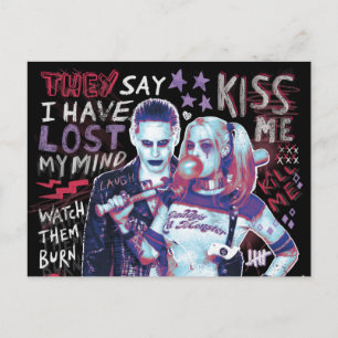 Suicide Squad   Joker & Harley Typography Photo Postcard