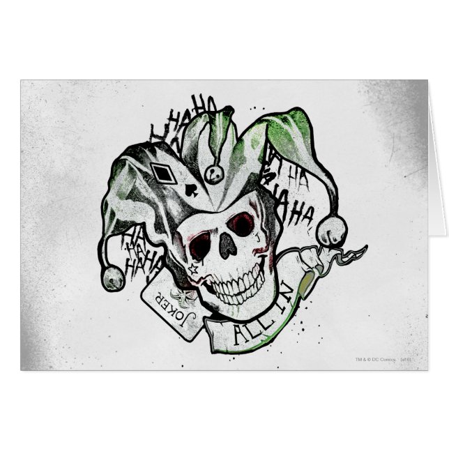 Suicide Squad | Joker Skull "All In" Tattoo Art (Front Horizontal)