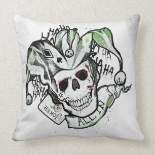 Suicide Squad   Joker Skull "All In" Tattoo Art Cushion
