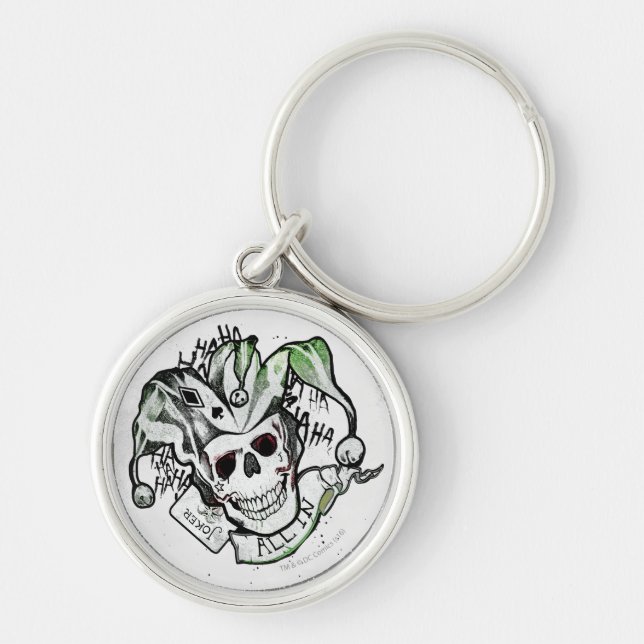 Suicide Squad | Joker Skull "All In" Tattoo Art Key Ring (Front)