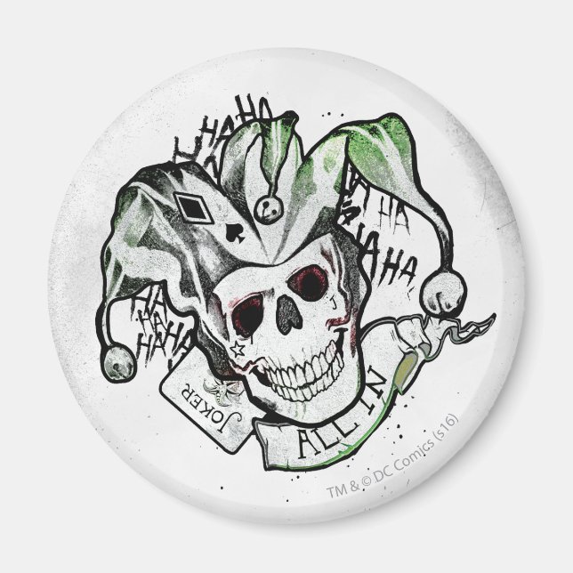 Suicide Squad | Joker Skull "All In" Tattoo Art Magnet (Front)