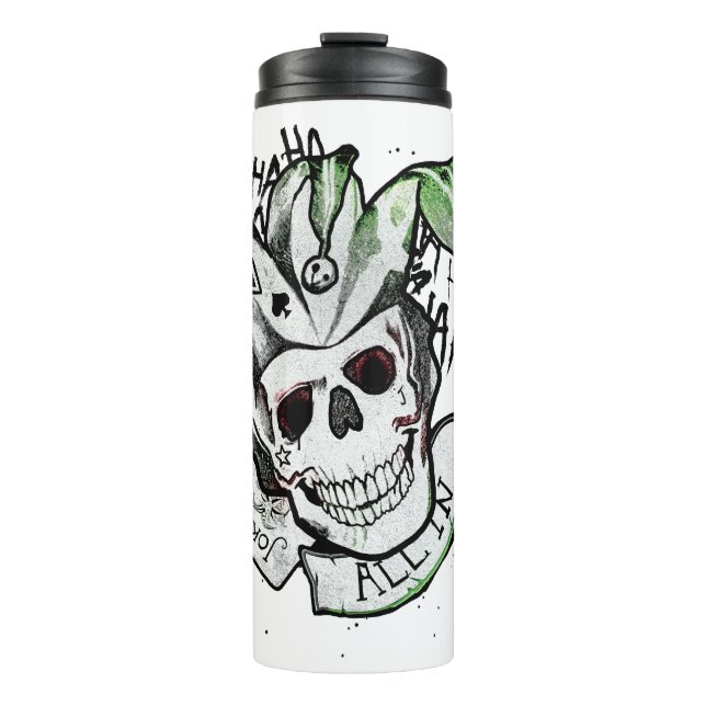 Suicide Squad | Joker Skull "All In" Tattoo Art Thermal Tumbler (Front)