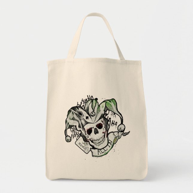 Suicide Squad | Joker Skull "All In" Tattoo Art Tote Bag (Front)